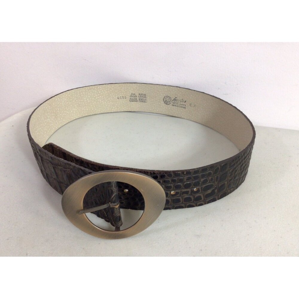 Landes Italian Brown Leather Belt Croc Womens Small